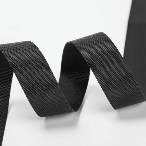 WWBPOIUY Nylon Gurtband,Gurtband,Polsterung Gurtband, 10 Meter 32 mm dichtes Muster Nylon-Gurtband/Rucksackband, Outdoor-Kleidung, DIY-Nähzubehör(Black) von WWBPOIUY