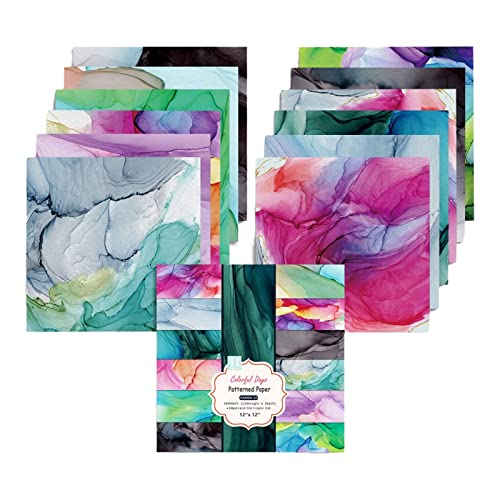 WWBPOIUY Scrapbooking-Papier, Scrapbooking-Zubehör, 12"x12", 24 Blatt Aquarellpapierblock, einseitiges 160 g/m² Musterpapier, 12 Designs, DIY-Fotoalbum, Scrapbook-Zubehör WWBPOIUY Scrapbooking-Papier, Scrapbooking-Zubehör, 12"x12", 24 Blatt Aquarellpapierblock, einseitiges 160 g/m² Musterpapier, 12 Designs, DIY-Fotoalbum, Scrapbook-Zubehör von WWBPOIUY