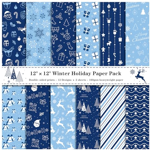 WWBPOIUY Scrapbooking-Papier, Scrapbooking-Zubehör, 12"x12", 24 Blatt doppelseitiges Musterpapier mit Weihnachtsbaum- und Schneemann-Aufdruck, for Karten-Fotoalbum-Dekoration, 12 Designs WWBPOIUY Scrapbooking-Papier, Scrapbooking-Zubehör, 12"x12", 24 Blatt doppelseitiges Musterpapier mit Weihnachtsbaum- und Schneemann-Aufdruck, for Karten-Fotoalbum-Dekoration, 12 Designs von WWBPOIUY