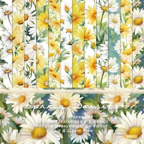 WWBPOIUY Scrapbooking-Papier, Scrapbooking-Zubehör, Florales 24 Blatt 6"x6", einseitiges Papier mit Frühlings-Gänseblümchen-Muster, for DIY-Fotoalbum-Hintergrund-Tagebuch-Gelb WWBPOIUY Scrapbooking-Papier, Scrapbooking-Zubehör, Florales 24 Blatt 6"x6", einseitiges Papier mit Frühlings-Gänseblümchen-Muster, for DIY-Fotoalbum-Hintergrund-Tagebuch-Gelb von WWBPOIUY
