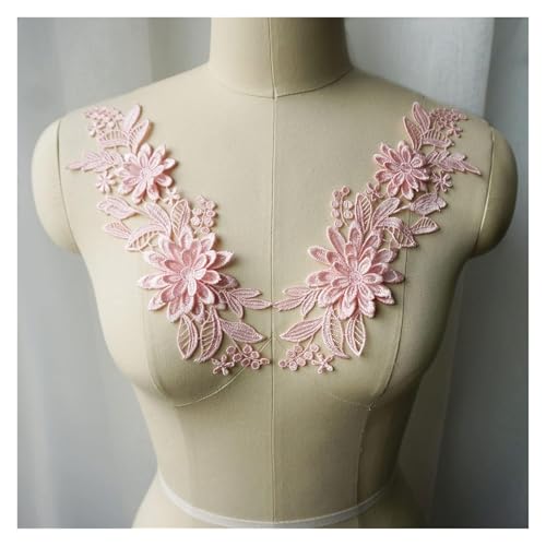 applique,applique blumen,nähen blumen applique, 2 Stück weiße, schwarze, rote, blaue 3D-Blumen-Stoffapplikationen, bestickter Kleiderkragen, for Aufnähen for Hochzeitsdekoration, Kleid(Baby Pink) von WWBPOIUY