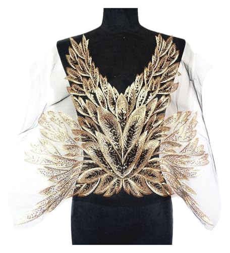 applique,applique blumen,nähen blumen applique, 57 cm goldene Pailletten, Federblätter, schwarze Netz-Spitzenbesätze, Aufnäher, Stickereien for Hochzeitsapplikationen, Dekoration applique,applique blumen,nähen blumen applique, 57 cm goldene Pailletten, Federblätter, schwarze Netz-Spitzenbesätze, Aufnäher, Stickereien for Hochzeitsapplikationen, Dekoration von WWBPOIUY
