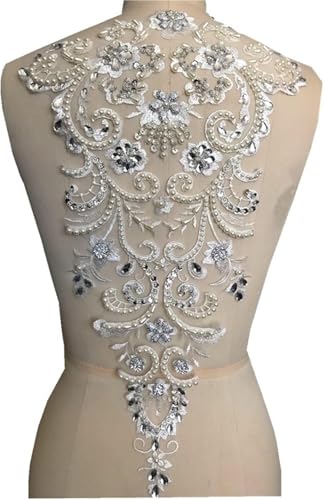 applique,applique blumen,nähen blumen applique, Handgefertigte Perlen-Applikation aus weißer Spitze, Perlen-Pailletten-Aufnäher, Hochzeitskleid-Rückseite, dekorative Accessoires, 50 x 29 cm applique,applique blumen,nähen blumen applique, Handgefertigte Perlen-Applikation aus weißer Spitze, Perlen-Pailletten-Aufnäher, Hochzeitskleid-Rückseite, dekorative Accessoires, 50 x 29 cm von WWBPOIUY