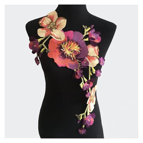 applique,applique blumen,nähen blumen applique, Stickerei-Spitzenstoff, Polyester, Venise-Applikation, Nähbesatz, Spitzenkragen, Ausschnitt, Zubehör, Basteln for Nähen des Kleides(Purple) von WWBPOIUY