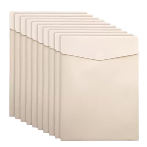 kunststoffhüllen-mappe,a4-mappe, 10er-Pack wasserdichte vertikale Kunststoffhüllen im A4-Format – Dokumentenaufbewahrungsmappen for Schule, Büro, Heimprojekte(Beige) von WWBPOIUY