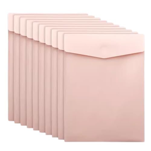 kunststoffhüllen-mappe,a4-mappe, 10er-Pack wasserdichte vertikale Kunststoffhüllen im A4-Format – Dokumentenaufbewahrungsmappen for Schule, Büro, Heimprojekte(Pink) von WWBPOIUY
