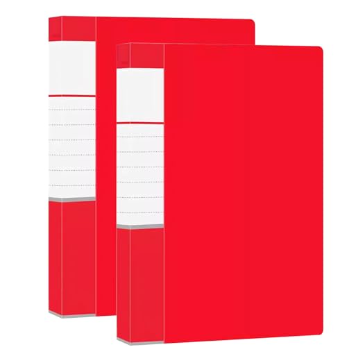 kunststoffhüllen-mappe,a4-mappe, 2er-Pack Präsentationsmappen, 60 Hüllen, A4-Anzeigebuchdokumente, transparente Ordner mit transparenten Taschen, Präsentationsmappe(Red) von WWBPOIUY