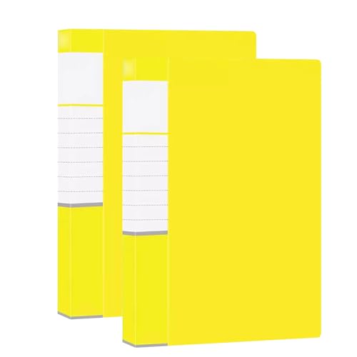 kunststoffhüllen-mappe,a4-mappe, 2er-Pack Präsentationsmappen, 60 Hüllen, A4-Anzeigebuchdokumente, transparente Ordner mit transparenten Taschen, Präsentationsmappe(Yellow) von WWBPOIUY