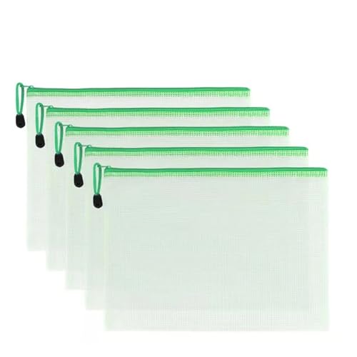 ordner,ordner,kunststoffhüllen,a4 ordner, 10 Stücke Mesh Mäppchen A4 A5 B5 Wasserdichte Langlebige Federmäppchen Aufbewahrungsbeutel Schule Bürobedarf Datei Reißverschluss Aufbewahrungsbeutel(Green,24 von WWBPOIUY