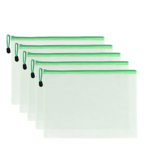 ordner,ordner,kunststoffhüllen,a4 ordner, 10 Stücke Mesh Mäppchen A4 A5 B5 Wasserdichte Langlebige Federmäppchen Aufbewahrungsbeutel Schule Bürobedarf Datei Reißverschluss Aufbewahrungsbeutel(Green,24 von WWBPOIUY
