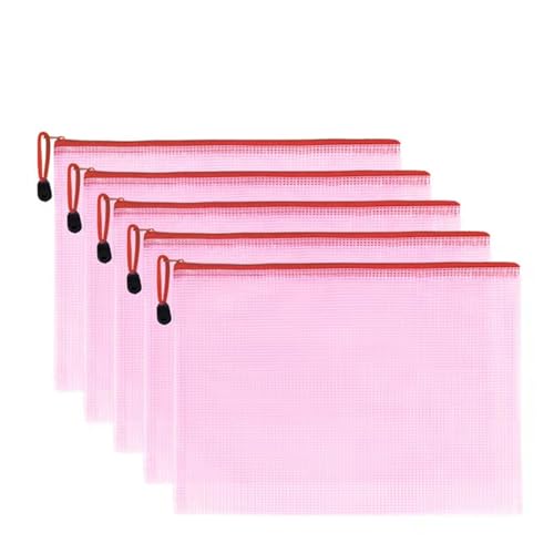 ordner,ordner,kunststoffhüllen,a4 ordner, 10 Stücke Mesh Mäppchen A4 A5 B5 Wasserdichte Langlebige Federmäppchen Aufbewahrungsbeutel Schule Bürobedarf Datei Reißverschluss Aufbewahrungsbeutel(Red,24X1 von WWBPOIUY