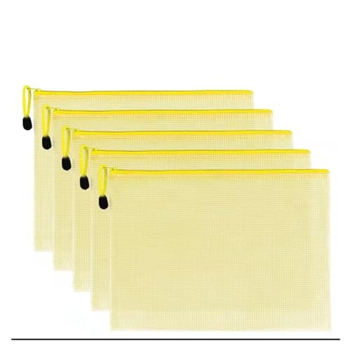 ordner,ordner,kunststoffhüllen,a4 ordner, 10 Stücke Mesh Mäppchen A4 A5 B5 Wasserdichte Langlebige Federmäppchen Aufbewahrungsbeutel Schule Bürobedarf Datei Reißverschluss Aufbewahrungsbeutel(Yellow,3 von WWBPOIUY