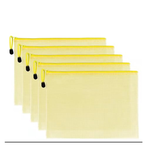 ordner,ordner,kunststoffhüllen,a4 ordner, 10 Stücke Mesh Mäppchen A4 A5 B5 Wasserdichte Langlebige Federmäppchen Aufbewahrungsbeutel Schule Bürobedarf Datei Reißverschluss Aufbewahrungsbeutel(Yellow,3 von WWBPOIUY