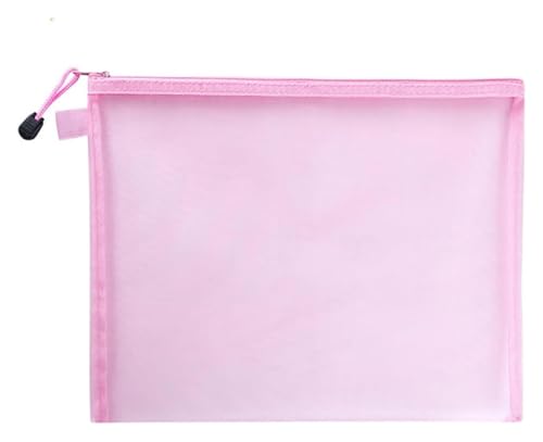 ordner,ordner,kunststoffhüllen,a4 ordner, 5 stücke A4/A5/A6 Mesh Mäppchen Dokument Tasche Wasserdichte Zip Datei Ordner Schule Büro Liefert Kosmetik make-up Taschen(Pink,A5(23.5X17cm)) von WWBPOIUY