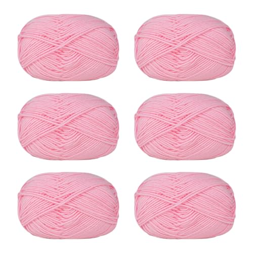 WWHJR Häkelgarn, weiches Acrylgarn, 50 g/Rolle, Strickgarn für Handstricken, Weben, Taschen, Hüte, Kleidung, Handwerk, Milch, Baumwolle, mittelfeines Garn, Milch-Baumwolle, mittelfeines Garn, 6 Stück WWHJR Häkelgarn, weiches Acrylgarn, 50 g/Rolle, Strickgarn für Handstricken, Weben, Taschen, Hüte, Kleidung, Handwerk, Milch, Baumwolle, mittelfeines Garn, Milch-Baumwolle, mittelfeines Garn, 6 Stück von WWHJR