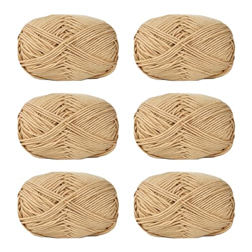 WWHJR Häkelgarn, weiches Acrylgarn, 50 g/Rolle, Strickgarn für Handstricken, Weben, Taschen, Hüte, Kleidung, Handwerk, Milch, Baumwolle, mittelfeines Garn, Milch-Baumwolle, mittelfeines Garn, 6 Stück WWHJR Häkelgarn, weiches Acrylgarn, 50 g/Rolle, Strickgarn für Handstricken, Weben, Taschen, Hüte, Kleidung, Handwerk, Milch, Baumwolle, mittelfeines Garn, Milch-Baumwolle, mittelfeines Garn, 6 Stück von WWHJR