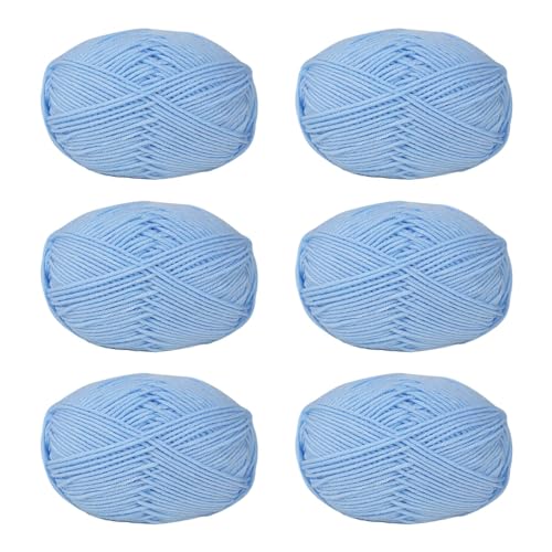 WWHJR Häkelgarn, weiches Acrylgarn, 50 g/Rolle, Strickgarn für Handstricken, Weben, Taschen, Hüte, Kleidung, Handwerk, Milch, Baumwolle, mittelfeines Garn, Milch-Baumwolle, mittelfeines Garn, 6 Stück WWHJR Häkelgarn, weiches Acrylgarn, 50 g/Rolle, Strickgarn für Handstricken, Weben, Taschen, Hüte, Kleidung, Handwerk, Milch, Baumwolle, mittelfeines Garn, Milch-Baumwolle, mittelfeines Garn, 6 Stück von WWHJR