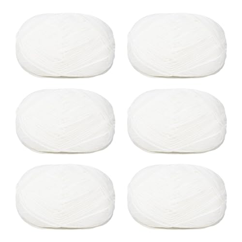 WWHJR Häkelgarn, weiches Acrylgarn, 50 g/Rolle, Strickgarn für Handstricken, Weben, Taschen, Hüte, Kleidung, Handwerk, Milch, Baumwolle, mittelfeines Garn, Milch-Baumwolle, mittelfeines Garn, 6 Stück WWHJR Häkelgarn, weiches Acrylgarn, 50 g/Rolle, Strickgarn für Handstricken, Weben, Taschen, Hüte, Kleidung, Handwerk, Milch, Baumwolle, mittelfeines Garn, Milch-Baumwolle, mittelfeines Garn, 6 Stück von WWHJR