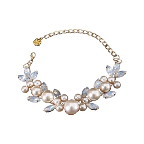 WWHJR Katzen Halsketten Anzug Halsband Kristall Prinzessin Halsband Hochzeit Foto Requisiten Urlaub Halsband Perlen für Prinzessin Katze und Hund Edelstein Perlenkette Katze und Hund Edelstein von WWHJR