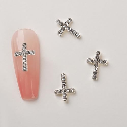 WWHJR Retro-Charm-Anhänger aus Legierung, Strasssteine, Punk, Gothic, Kunstzubehör für Acryl, Nagelkunst, Kreuz, Legierung, Schmuck, 10 Stück von WWHJR