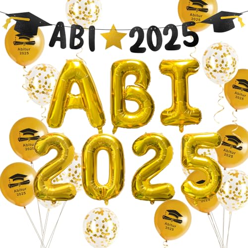 ABI 2025 Dekoration Set,Schwarzes Gold Girlande,Bestandene Prüfung mit ABI Luftballons Banner Schärpe für Abschlussfeier Party Dekoration. ABI 2025 Dekoration Set,Schwarzes Gold Girlande,Bestandene Prüfung mit ABI Luftballons Banner Schärpe für Abschlussfeier Party Dekoration. von WWISTOA