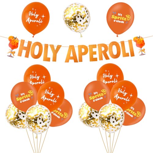 Aperol Party Deko，15pc Luftballons | HOLY APEROLI Orange Girlande Aperol Spritz Geschenke für Geburtstag Banner JGA Banne Hawaii Strandparty von WWISTOA