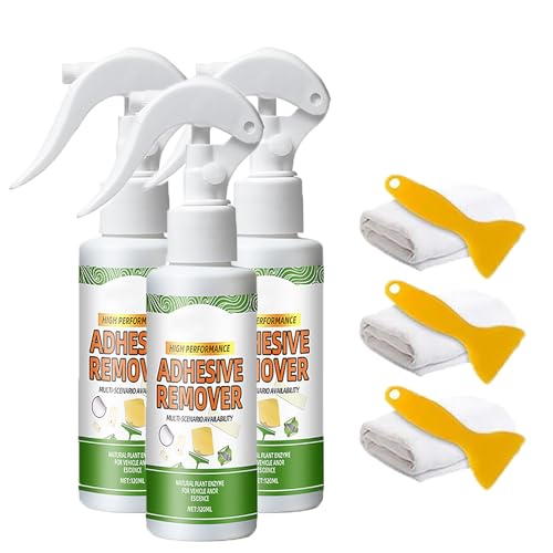 Multi-Purpose Strong Adhesive Remover,Adhesive Remover Spray With Scraper & Towel,Klebstoffentferner Extra Stark,Entfernt Schnell Hartnäckige Klebereste (3set) von WWWSENSEN