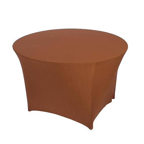 WWYL Runde Stretch-Tischdecke, 1,5 m, 1,8 m, Spandex, eng anliegend, Spandex, waschbar, knitterfrei, für Hochzeit, Bankett, Party, Event, Dekoration (Kaffee, 152,9 cm) von WWYL
