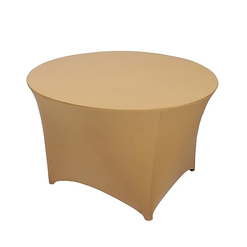 WWYL Runde Stretch-Tischdecke, 1,5 m, 1,8 m, Spandex, eng anliegend, Spandex, waschbar, knitterfrei, für Hochzeit, Bankett, Party, Event, Dekoration (Khaki, 152,9 cm) von WWYL