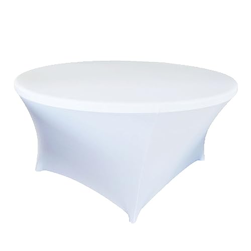 WWYL Runde Stretch-Tischdecke, 1,5 m, 1,8 m, Spandex, enge Passform, Spandex, waschbar, knitterfrei, für Hochzeit, Bankett, Party, Event, Dekoration (Weiß, 152,9 cm) von WWYL