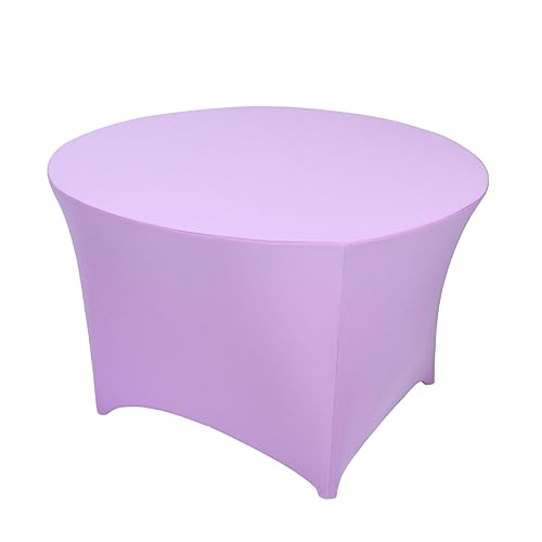 WWYL Runde Stretch-Tischdecke, 1,8 m, Spandex, enge Passform, Spandex, waschbar, knitterfrei, für Hochzeit, Bankett, Party, Event, Dekoration (Hellviolett, 182,9 cm) von WWYL