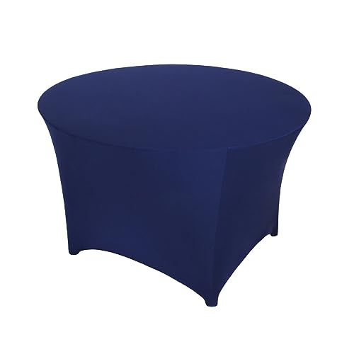 WWYL Runde Stretch-Tischdecke, 1,8 m, Spandex, enge Passform, Spandex, waschbar, knitterfrei, für Hochzeit, Bankett, Party, Event, Dekoration (Marineblau, 182,9 cm) von WWYL
