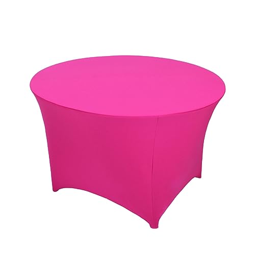 WWYL Runde Stretch-Tischdecke, 1,8 m, Spandex, enge Passform, Spandex, waschbar, knitterfrei, für Hochzeit, Bankett, Party, Event, Dekoration (Rosarot, 122 cm) von WWYL