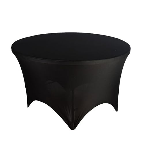 WWYL Runde Stretch-Tischdecke, 1,8 m, Spandex, enge Passform, Spandex, waschbar, knitterfrei, für Hochzeit, Bankett, Party, Event, Dekoration (Schwarz, 182,9 cm) von WWYL