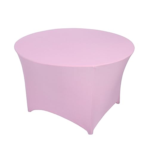 WWYL Runde Stretch-Tischdecke, Spandex, enge Passform, Spandex, waschbar, knitterfrei, für Hochzeit, Bankett, Party, Event, Dekoration (Rosa, 183 cm) von WWYL