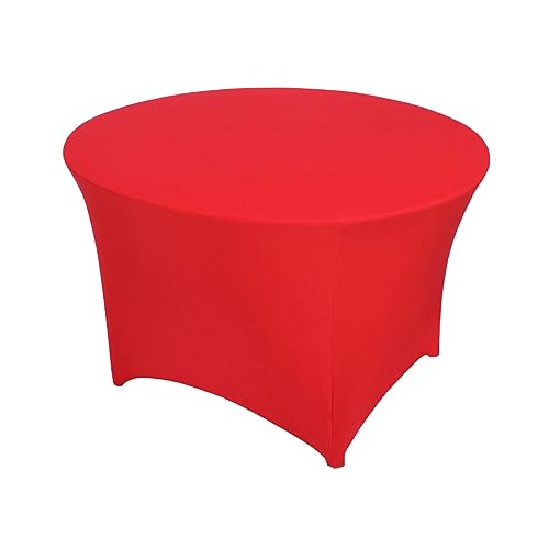 WWYL Runde Stretch-Tischdecke, Spandex, enge Passform, Spandex, waschbar, knitterfrei, für Hochzeit, Bankett, Party, Event, Dekoration (Rot, 152,9 cm) von WWYL