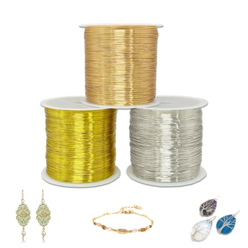 WWYSSZ 3 Spule Schmuckdraht 0.3mm X 100 M/Rolle, Basteldraht Dünn, Silber/Gold/Roségold Handwerk Schmuck Draht, Dünner Draht zum Basteln, Perlendraht für Basteln, Schmuckherstellung und Weihnachtsdeko WWYSSZ 3 Spule Schmuckdraht 0.3mm X 100 M/Rolle, Basteldraht Dünn, Silber/Gold/Roségold Handwerk Schmuck Draht, Dünner Draht zum Basteln, Perlendraht für Basteln, Schmuckherstellung und Weihnachtsdeko von WWYSSZ