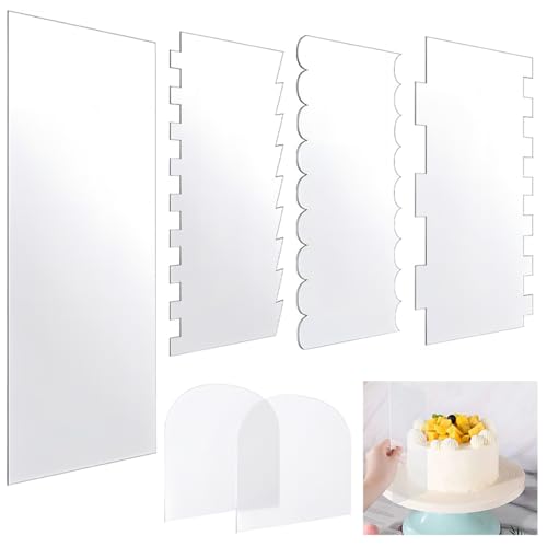 WWYSSZ 6 Stück Acryl Kuchenschaber Tortenschaber Set Tortenspachtel Klares Streifenrand Cake Glatt und Gestreifte Seite Tortenglätter, für Buttercreme Küche Backen DIY Werkzeug von WWYSSZ