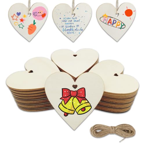 WWYSSZ 60-er Pack Holzherzen zum Beschriften, 8 cm Holzherzen Deko, mit Jute Schnur, Holzherzen Scheiben Deko mit Löchern, Holzherzen zum Basteln, für Hochzeit,Party, Jubiläum, Weihnachten, Geburtstag WWYSSZ 60-er Pack Holzherzen zum Beschriften, 8 cm Holzherzen Deko, mit Jute Schnur, Holzherzen Scheiben Deko mit Löchern, Holzherzen zum Basteln, für Hochzeit,Party, Jubiläum, Weihnachten, Geburtstag von WWYSSZ