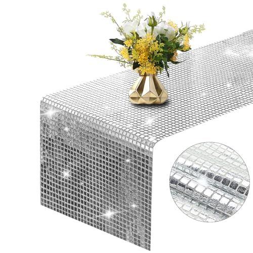 WWYSSZ Disco Deko Tischläufer, 30 X 275 cm Party Silber Pailletten Tischdecke für Retro 70er 80er Jahre Discokugel Geburtstag Tanzparty WWYSSZ Disco Deko Tischläufer, 30 X 275 cm Party Silber Pailletten Tischdecke für Retro 70er 80er Jahre Discokugel Geburtstag Tanzparty von WWYSSZ