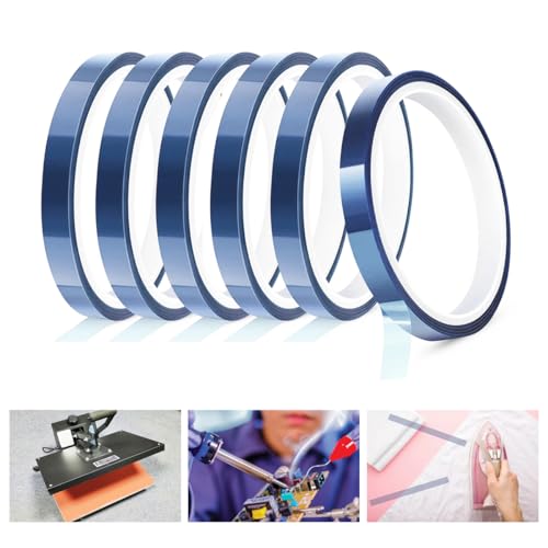 WWYSSZ 6 Rollen 10 mm x 33 M Wärmeband für Sublimation Hitzebeständiges Klebeband Blaues Thermal Keine Rückstände Wärmebänder, für Elektronik Leiterplatte Wärmeübertragung Vinyl WWYSSZ 6 Rollen 10 mm x 33 M Wärmeband für Sublimation Hitzebeständiges Klebeband Blaues Thermal Keine Rückstände Wärmebänder, für Elektronik Leiterplatte Wärmeübertragung Vinyl von WWYSSZ