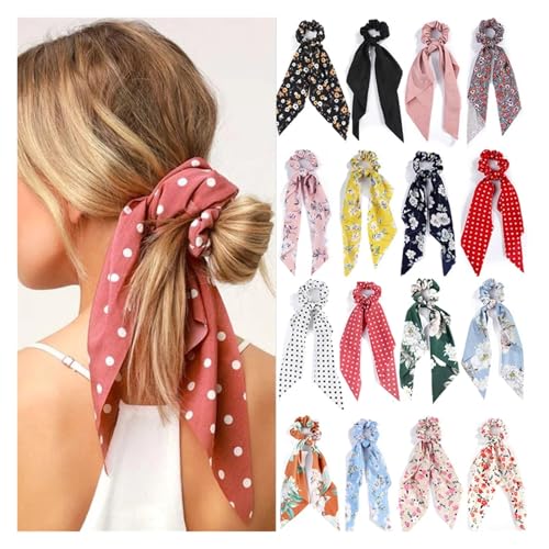 WXBCDS Kopftuch Damen Drucken Chiffon Lange Band Haargummis Frauen Mädchen Pferdeschwanz Schal Elastische Haarbänder Krawatten Haarschmuck(40) von WXBCDS