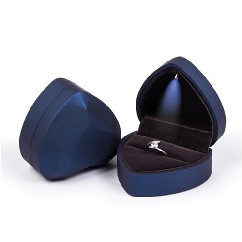 WXBCDS Ringbox Hochzeit 1 Stück Schmuck Ring Box Luxus Samt Gummi Halskette Anhänger Geschenke Display mit Licht for Vorschlag Verlobung Hochzeit Fall(B-Blue) von WXBCDS