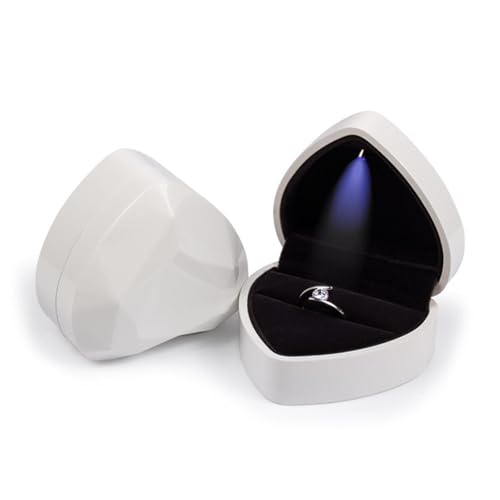 WXBCDS Ringbox Hochzeit 1 Stück Schmuck Ring Box Luxus Samt Gummi Halskette Anhänger Geschenke Display mit Licht for Vorschlag Verlobung Hochzeit Fall(B-White) von WXBCDS