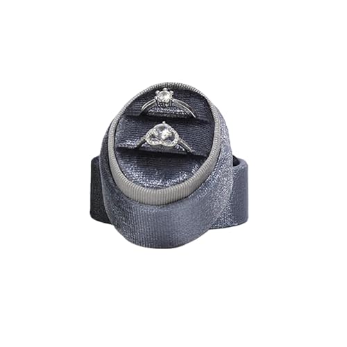 WXBCDS Ringbox Hochzeit Flanell-Schmuckschatulle, Ovale Ringbox, Einfache Und Exquisite Samt-Schmuckschatulle, Doppelring-Box for Hochzeit, Geschenkverpackung, Verpackung(Blue-Double Ring Box) von WXBCDS