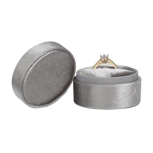 WXBCDS Ringbox Hochzeit Flanell-Schmuckschatulle, Ovale Ringbox, Einfache Und Exquisite Samt-Schmuckschatulle, Doppelring-Box for Hochzeit, Geschenkverpackung, Verpackung(Silver-Single Ring b) von WXBCDS