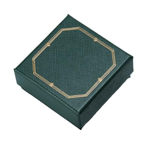 WXBCDS Ringbox Hochzeit Himmel und Erde Decken quadratische Hartfaser-Schmuckschatulle for Ringe, Ohrringe, Anhänger, Schmuck-Organizer, Geschenkverpackung, Papierbox ab(Dark Green) von WXBCDS