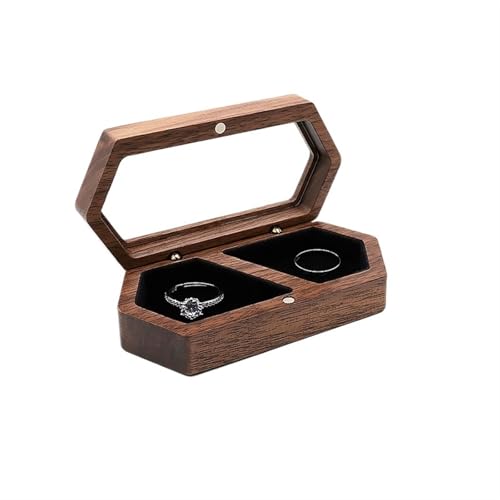WXBCDS Ringbox Hochzeit Holz-Schmuckschatulle, Reise-Organizer, Halskette, Ohrring, Ring, Aufbewahrung, Geschenke, Perlenetui(Color-1) von WXBCDS
