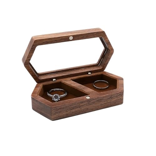 WXBCDS Ringbox Hochzeit Holz-Schmuckschatulle, Reise-Organizer, Halskette, Ohrring, Ring, Aufbewahrung, Geschenke, Perlenetui(Color-3) von WXBCDS