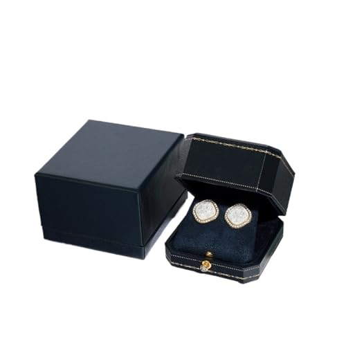 WXBCDS Ringbox Hochzeit Klassische Schmuck-Hochzeits-Doppelring-Box, luxuriöse Schmucketuis, Verpackung for Halsketten-Anhänger, Vitrine, Ring-Box, individuell(1 Blue Earring) von WXBCDS